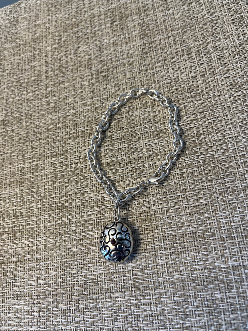 Matching Locket Filigree Necklace & Bracelet Set - Garnet & Black Accents - Picture 6 of 14